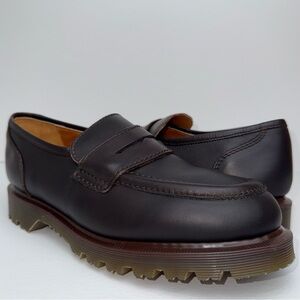 Vintage Dr. Martens England MIE Brown Greasy Leather Penny Loafers Shoes UK 7.5